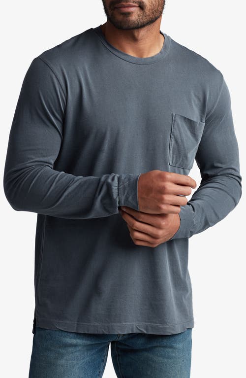 Asher Long Sleeve Cotton Pocket T-Shirt in Basalt