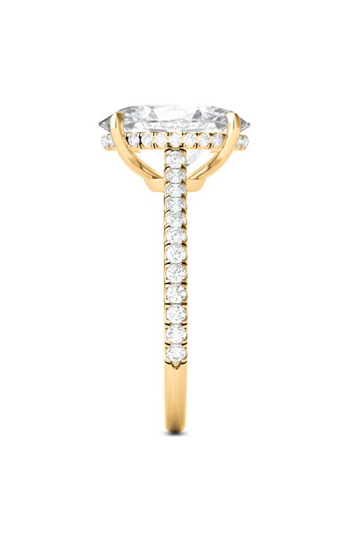 Hautecarat Oval Cut Pavé Lab Grown Diamond Ring In 2.00 Ctw 18k Yellow Gold