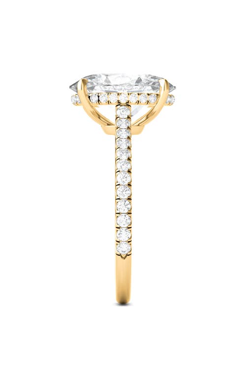 Shop Hautecarat Oval Cut Pavé Lab Created Diamond Ring In 2.00 Ctw 18k Yellow Gold