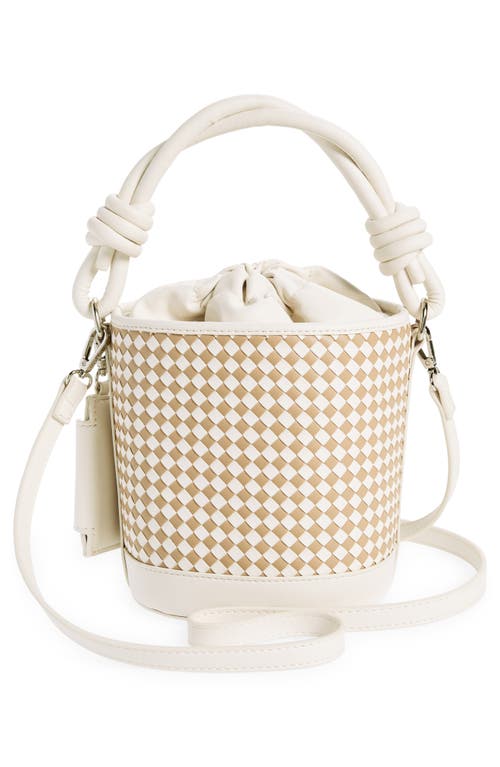 Shop Steve Madden Whirl Woven Bucket Bag In Sandstorm/vanilla