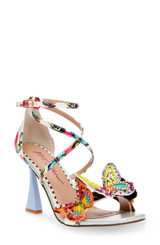 Shop Betsey Johnson Trudie Ankle Strap Sandal In White Multi
