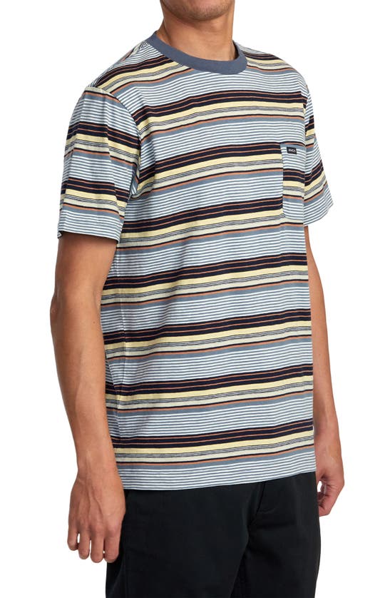 Shop Rvca Magnolia Stripe T-shirt In Garage Blue