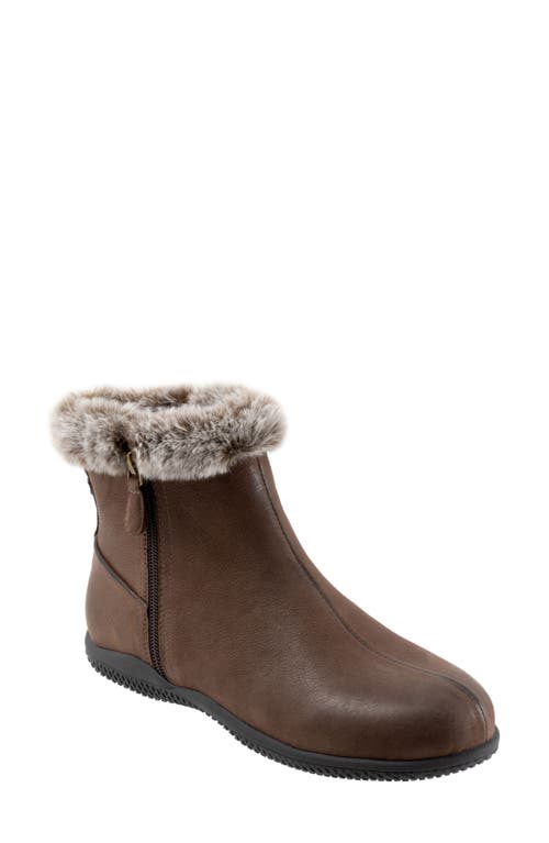 SoftWalk Helena Faux Fur Bootie Dark Brown Nubuck at Nordstrom,