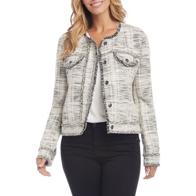 Karen Kane Fringe Tweed Jacket, Grey
