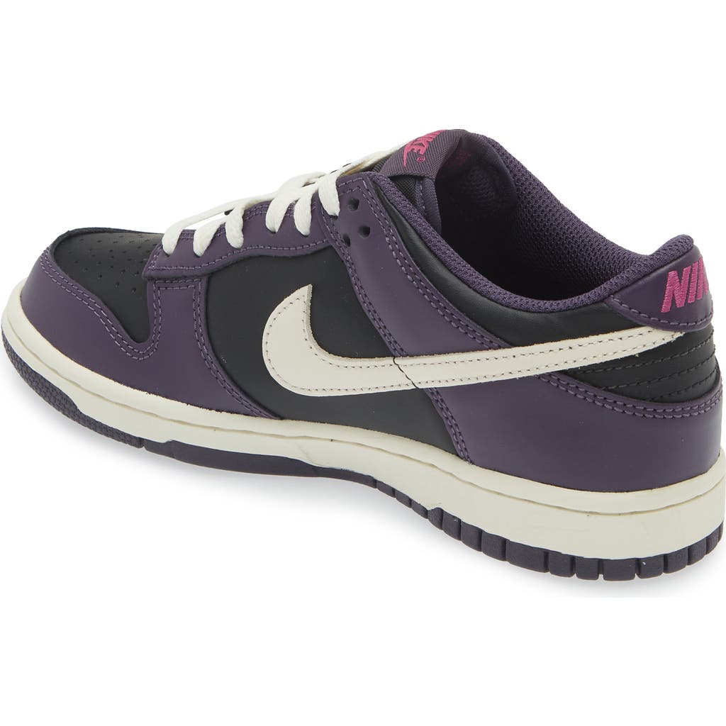 Nike Kids' Dunk Low Basketball Sneaker In Black/ivory/dark Raisin