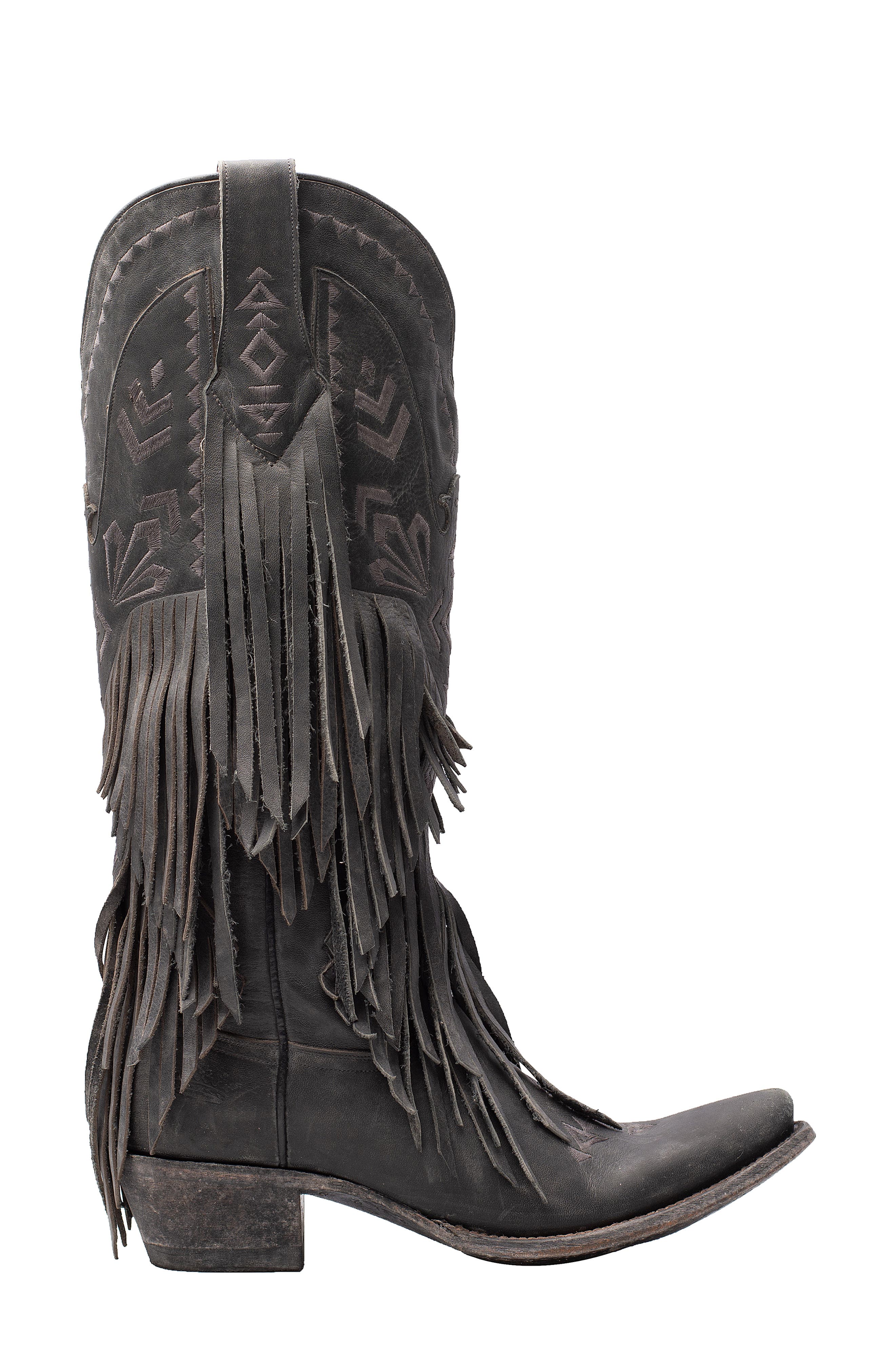 black boots with fringes