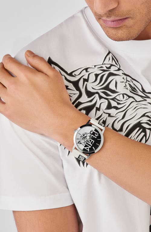 Philipp Plein Sport Three-hand Quartz Silicone Strap Watch, 44mm In White/ip Stainless Steel