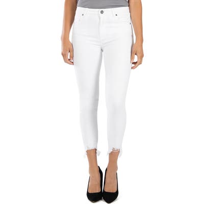 Kut From The Kloth Connie High Waist Chew Hem Ankle Skinny Jeans, White