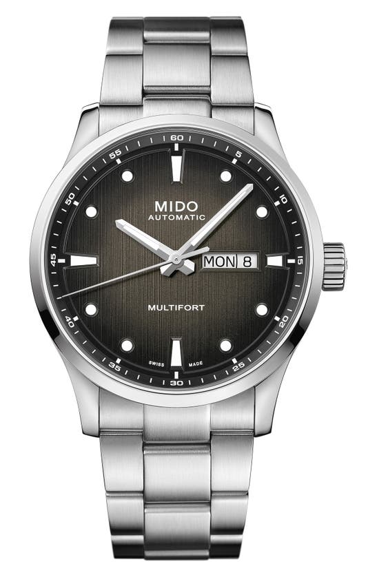 Mido Multifort Automatic Bracelet Watch, 42mm In Silver/ Black