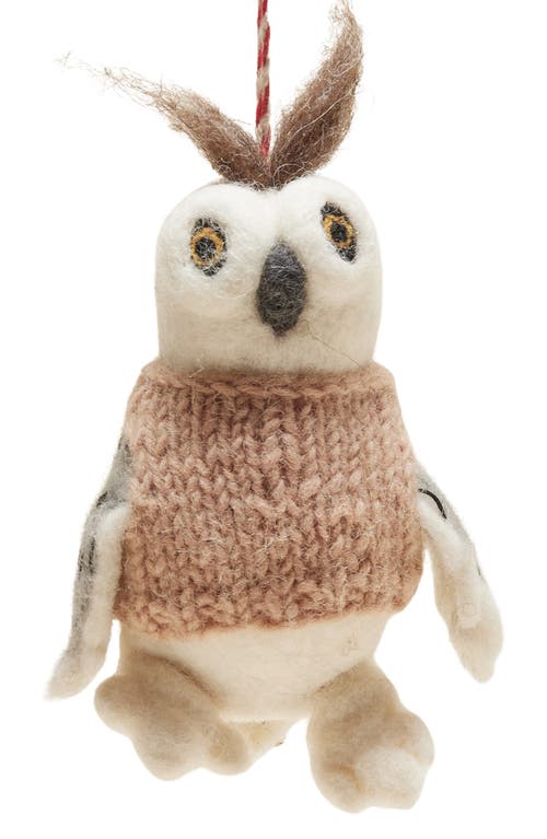 Farmhouse Pottery Owl Felted Wool Ornament in Oliver 