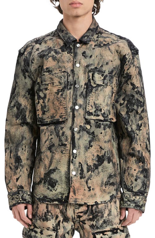 Camo Print Twill Overshirt in Jolson