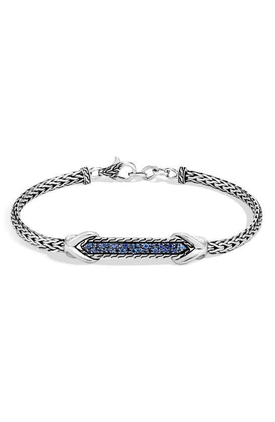 John Hardy Asli Classic Chain Pavé Station Bracelet In Silver/ Blue Sapphire