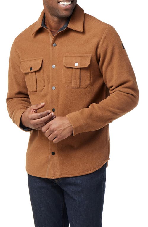 Anchor Line Regular Fit Wool Blend Fleece Shirt in Whiskey