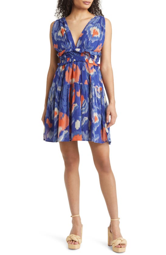Banjanan Victoria Ikat Print Sleeveless Dress In Ikat Floral Soladite