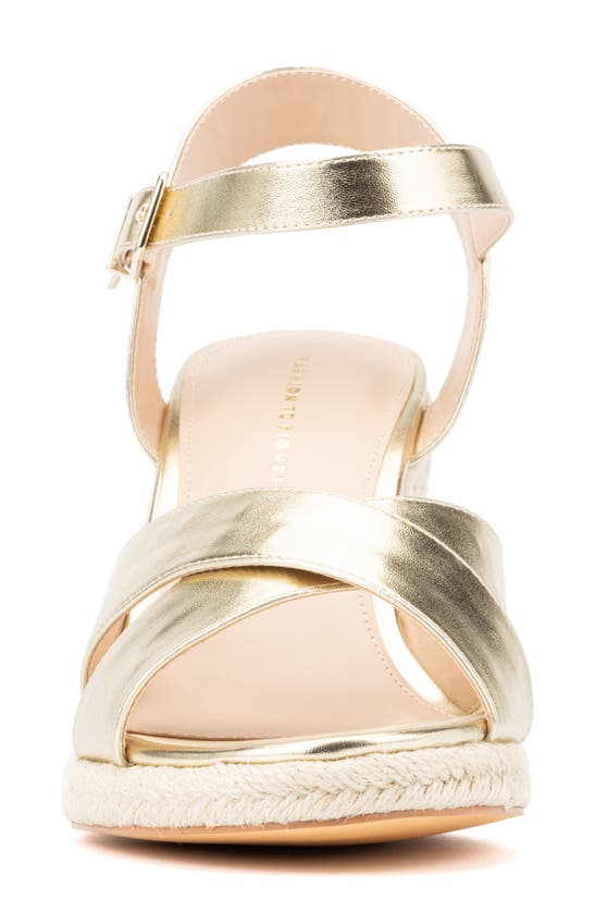 Fashion To Figure Irene Metallic Espadrille Wedge Sandal In Gold