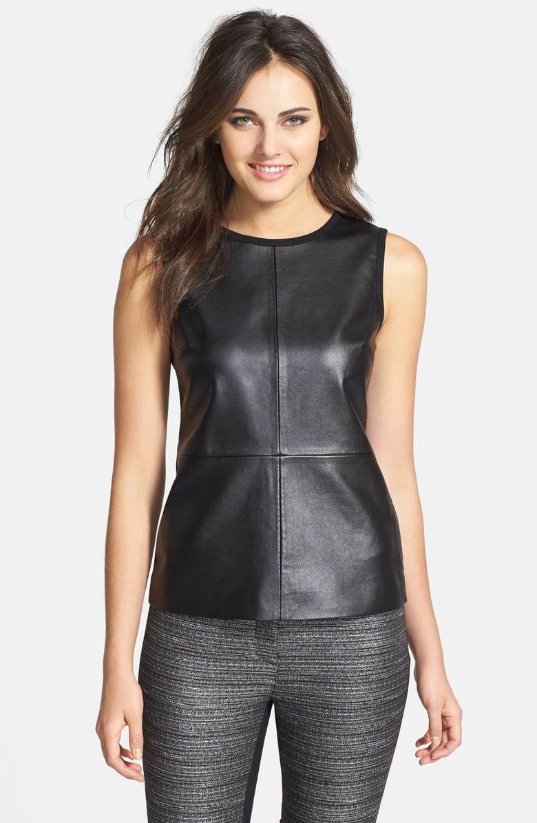 DKNYC Faux Leather & Ponte Knit Top | Nordstrom