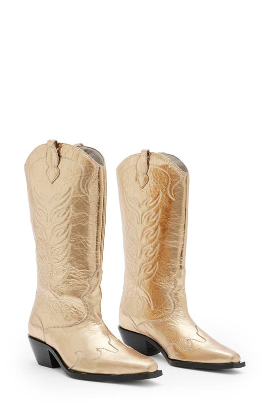 Shop Allsaints Dolly Western Boot In Metallic Gold