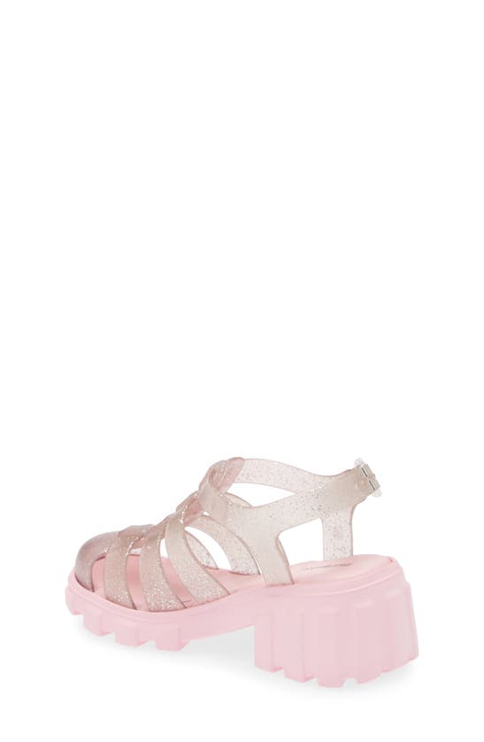 Mini Melissa Kids' Megan Platform Fisherman Sandal In Pink/ Glitter Pink