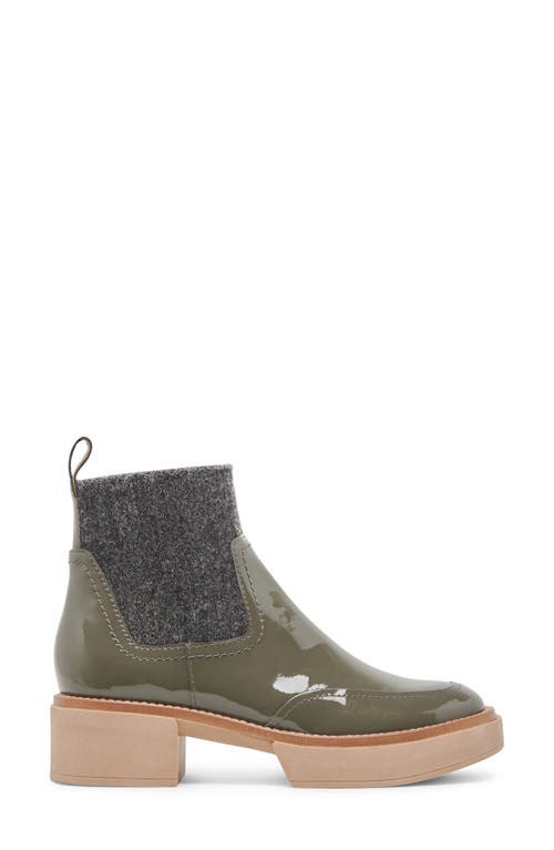 Shop Dolce Vita Saline H2o Waterproof Platform Bootie In Dark Olive Patent Leather H2o