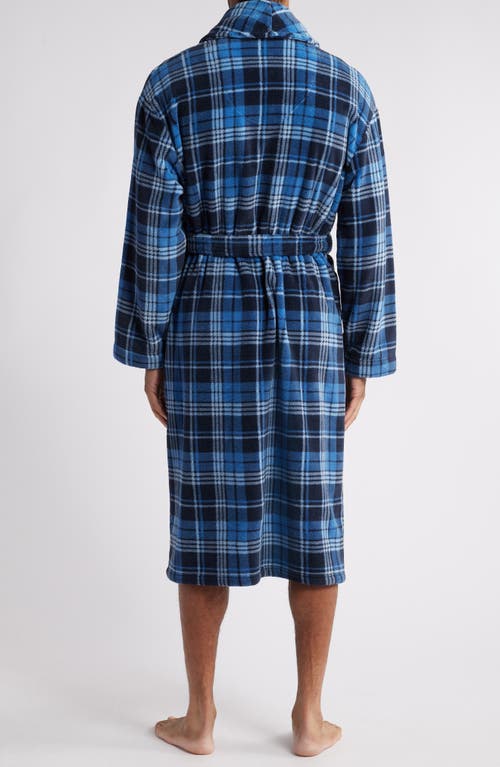 Majestic Men's Plaid Plush Fleece Robe In Blue Plaid