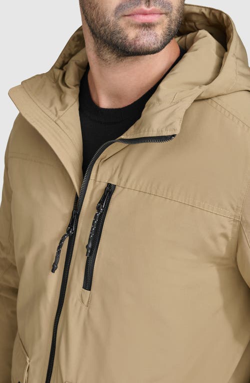 Cole Haan Down & Feather Fill Hooded Puffer Coat In Camel