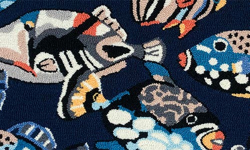 R16 Home Fish Toss Indoor/outdoor Doormat In Indigo Multi