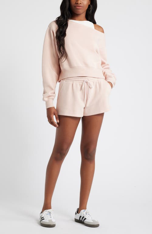 Shop Bp. Elastic Waist Fleece Shorts In Pink Sepia