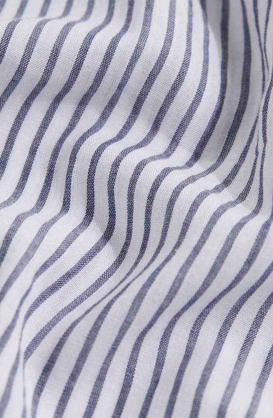 Shop Vineyard Vines Short Sleeve Cotton Blend Button-up Shirt In Stripe - White/ Navy