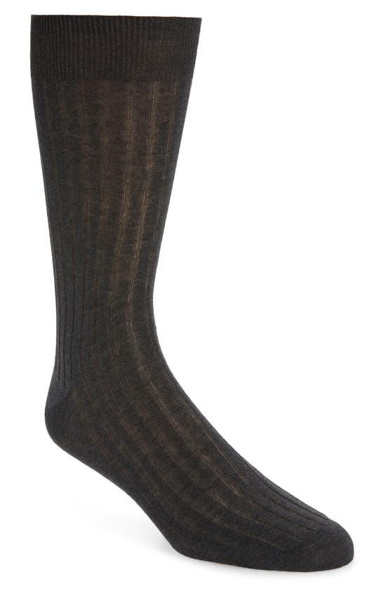 Canali Cotton Rib Dress Socks In Grey