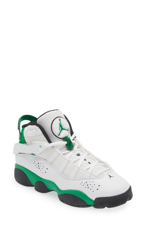 Jordan Kids'  6 Rings High Top Sneaker In White/lucky Green/black