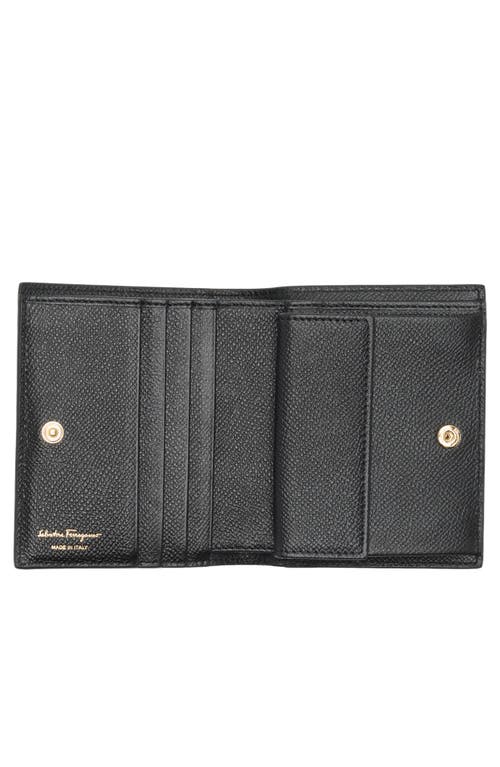 Ferragamo Gancini Leather Card Case In Black