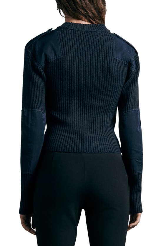 Rag & Bone Icons Rib Merino Wool Crewneck Sweater In Navy