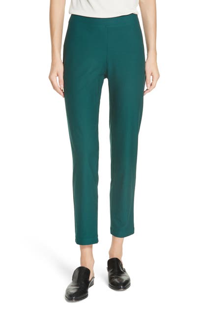 Eileen Fisher Petite Washable Stretch-crepe Slim Ankle Pants In