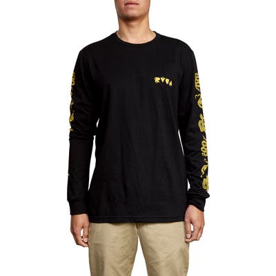 Rvca Snake Skin Graphic Long Sleeve T-Shirt, Black