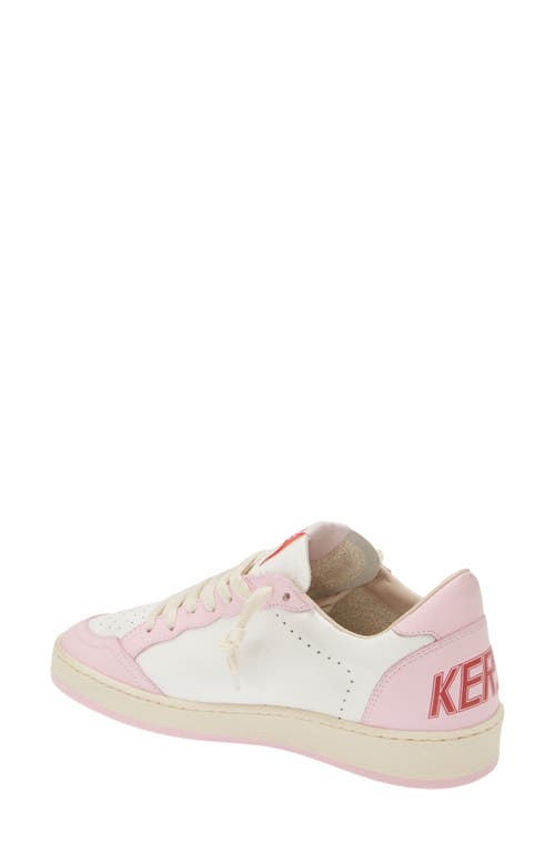 Golden Goose Ball Star Low Top Sneaker In White/pink/silver