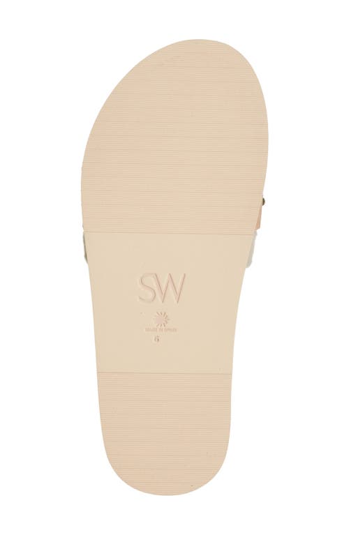 Shop Stuart Weitzman Super Studs Genuine Shearling Slide Sandal In Cream/sandalwood