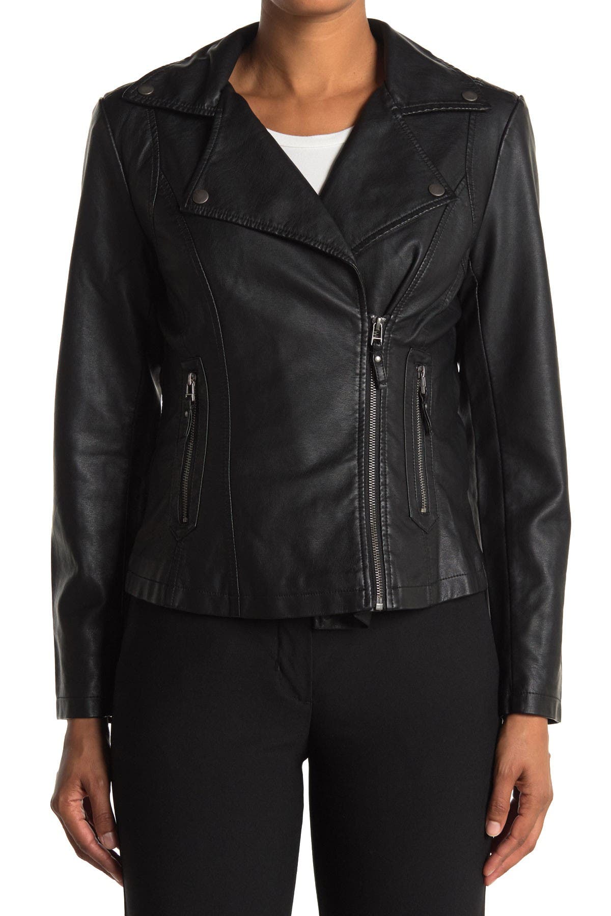 MAXSTUDIO Washed Faux Leather Moto 