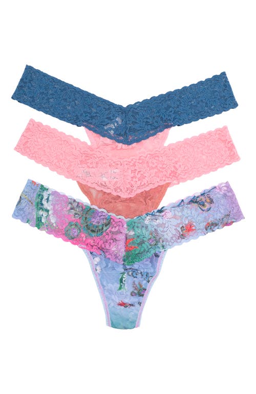 Shop Hanky Panky Low Rise Lace Thongs In Himp/pnkl