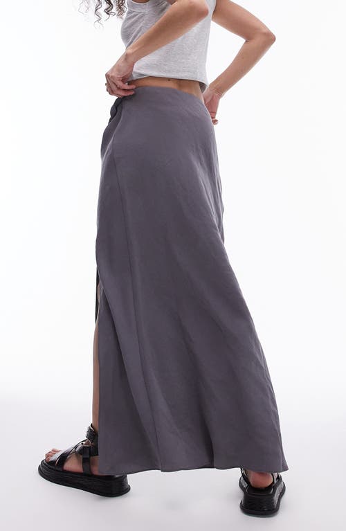 Shop Topshop Twist Low Rise Maxi Skirt In Charcoal