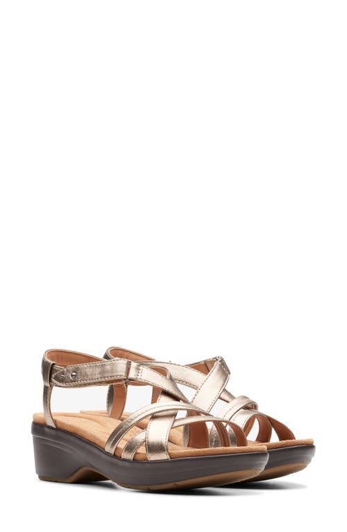 Clarks(r) Tuleah May Ankle Strap Platform Sandal Metallic Leather at Nordstrom,