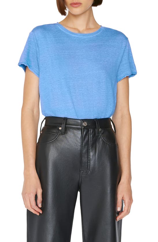 Frame Easy True Organic Linen Tee In Cornflower Blue