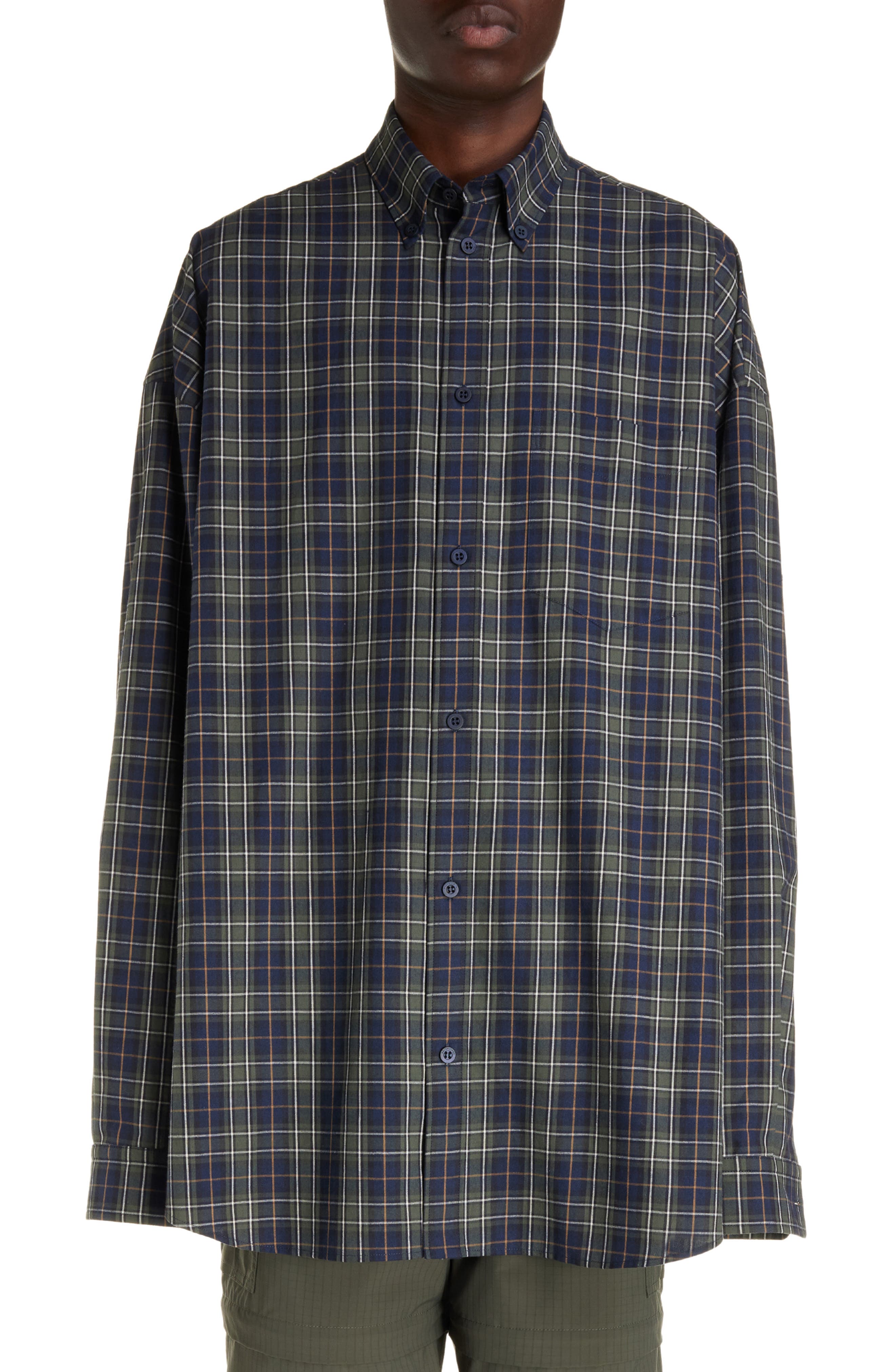 Balenciaga checked-pattern long-sleeve shirt - Grey