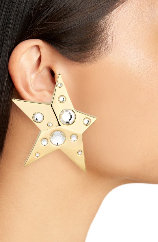 Shop Area Crystal Asymmetric Star Stud Earrings In Gold