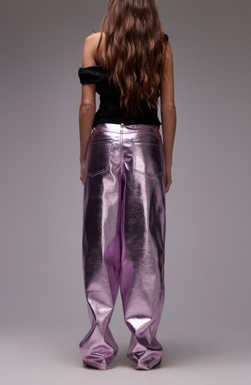 Shop Topshop Metallic Faux Leather Pants In Pink