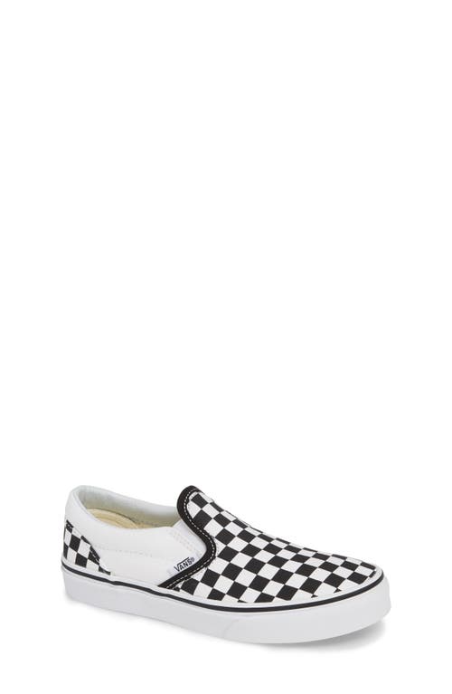 Shop Vans Kids' Classic Checker Slip-on In Black/true White