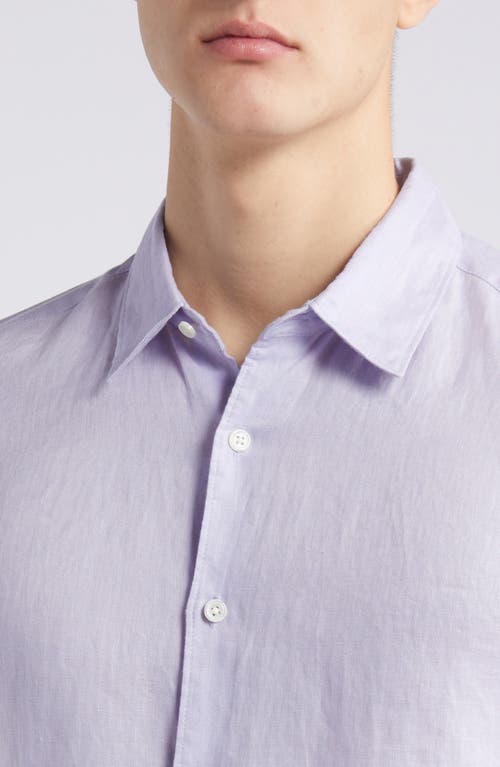 Shop Theory Irving Short Sleeve Button-up Shirt In Soft Iris