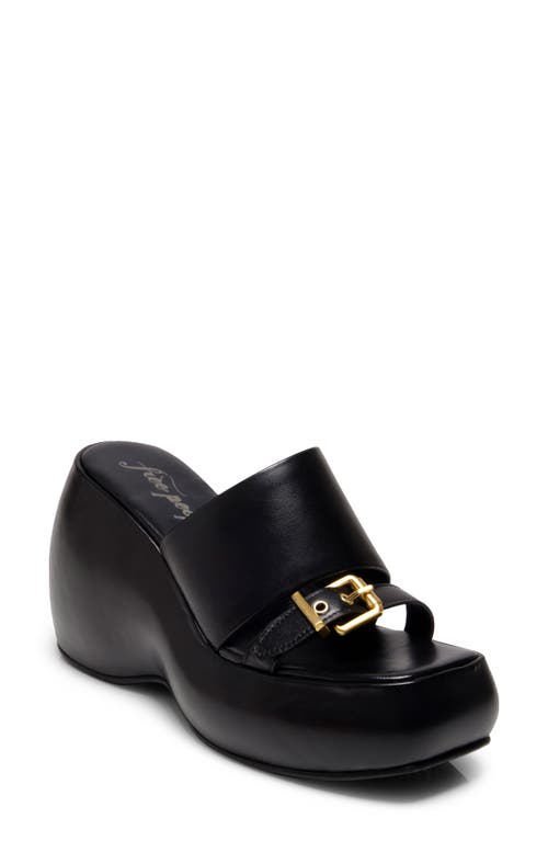 Mila Wedge Slide Sandal in Black