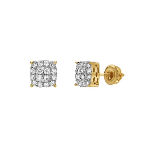 Luvmyjewelry Virelle 10k Yellow Gold Cluster Diamond Unisex Earrings In 10k Yellow Gold
