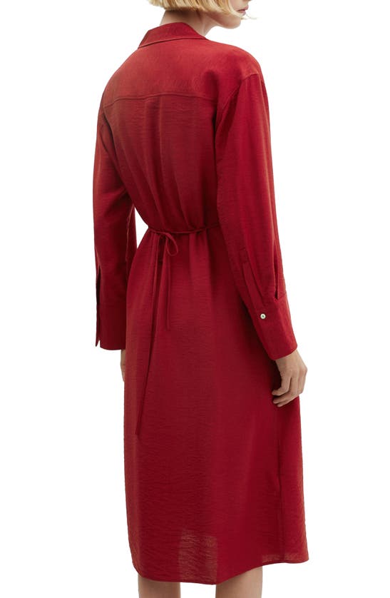 Mango Long Sleeve Wrap Dress In Red