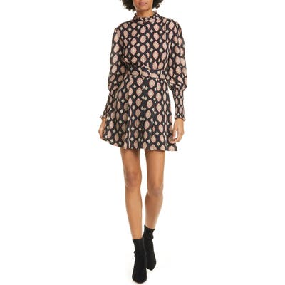 Nicholas Agadir Puff Sleeve Silk Minidress, Black